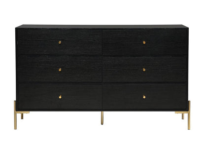 Commode 6 tiroirs - MDF et métal - Noir et doré - Dekonao ASSA22766