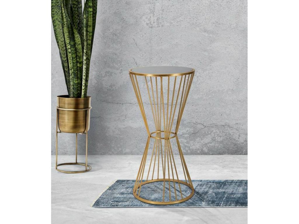 Table basse Dekonao Table basse Porte-revues pour canapé Etagère de salon 40x40 h80 cm Or QMBT18224