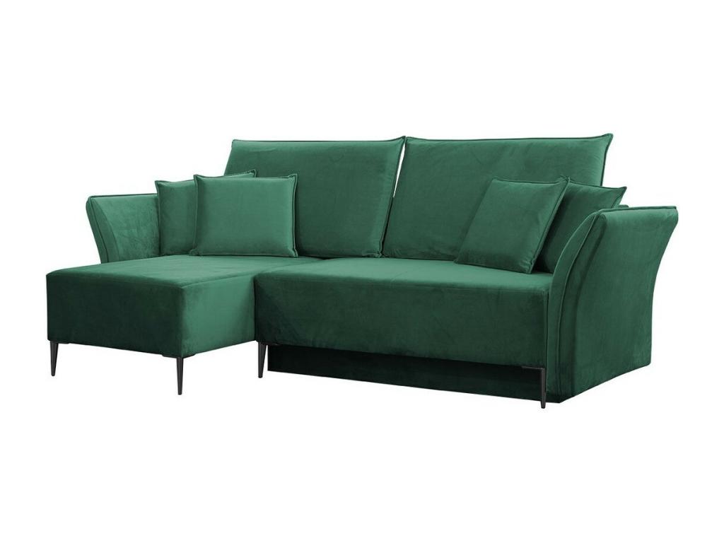 Canapé d'angle Dekonao 146 Vert Fonction de couchage Boîte de literie 247x142x96cm OPOC15354