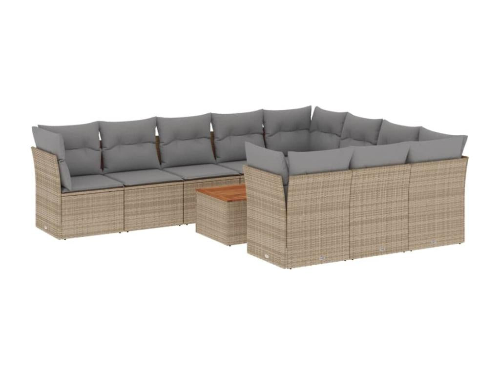 Salon de jardin et coussins 11 pcs méDekonao beige résine tressée NOZD13777
