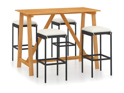 Ensemble de bar de jardin avec coussins 5 pcs Noir ZOUB76914