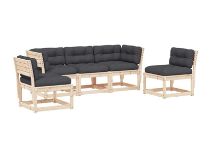 Salon de jardin 5 pcs avec coussins bois de pin massif QEWT45448