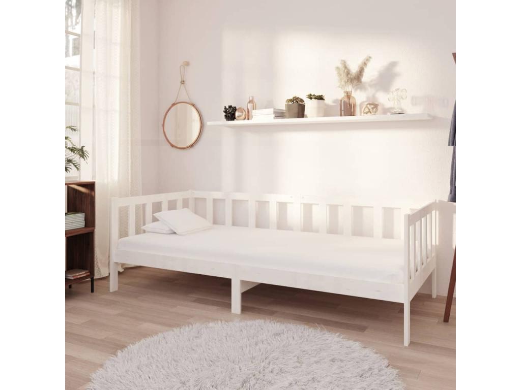 Lit de jour sans matelas blanc bois de pin massif 90x200 cm TYVS82613
