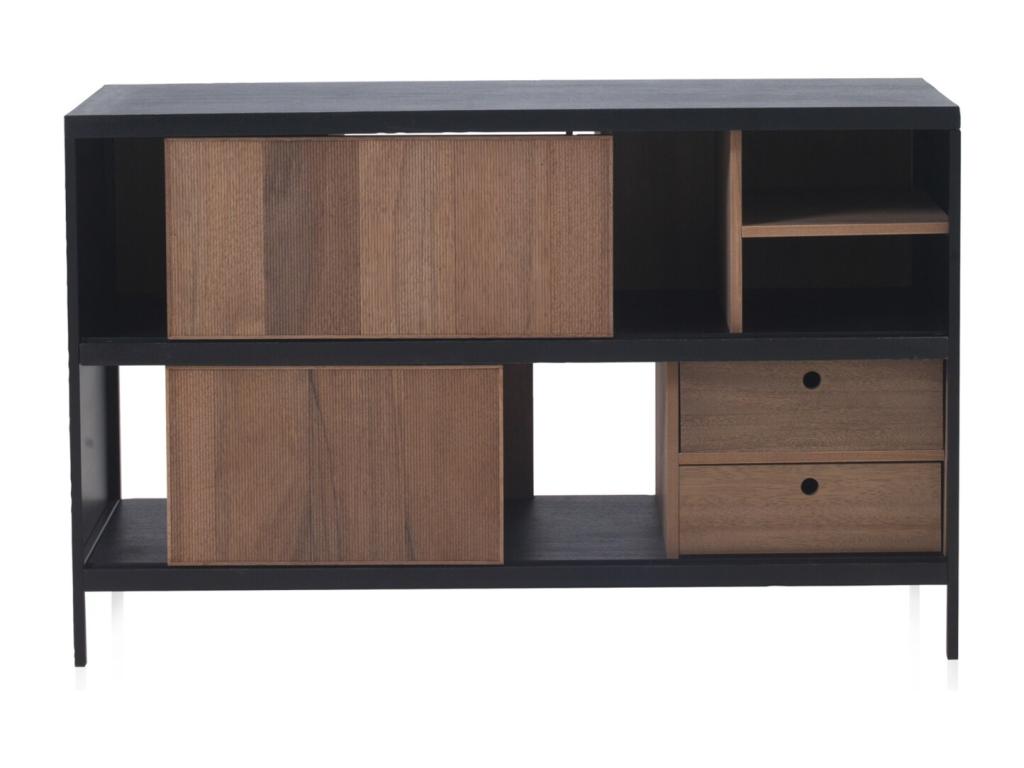 Buffet en frêne noir avec base en métal ZCQT20470