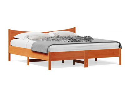 Cadre de lit et tête de lit marron 180x200 bois de pin ZHIZ36446