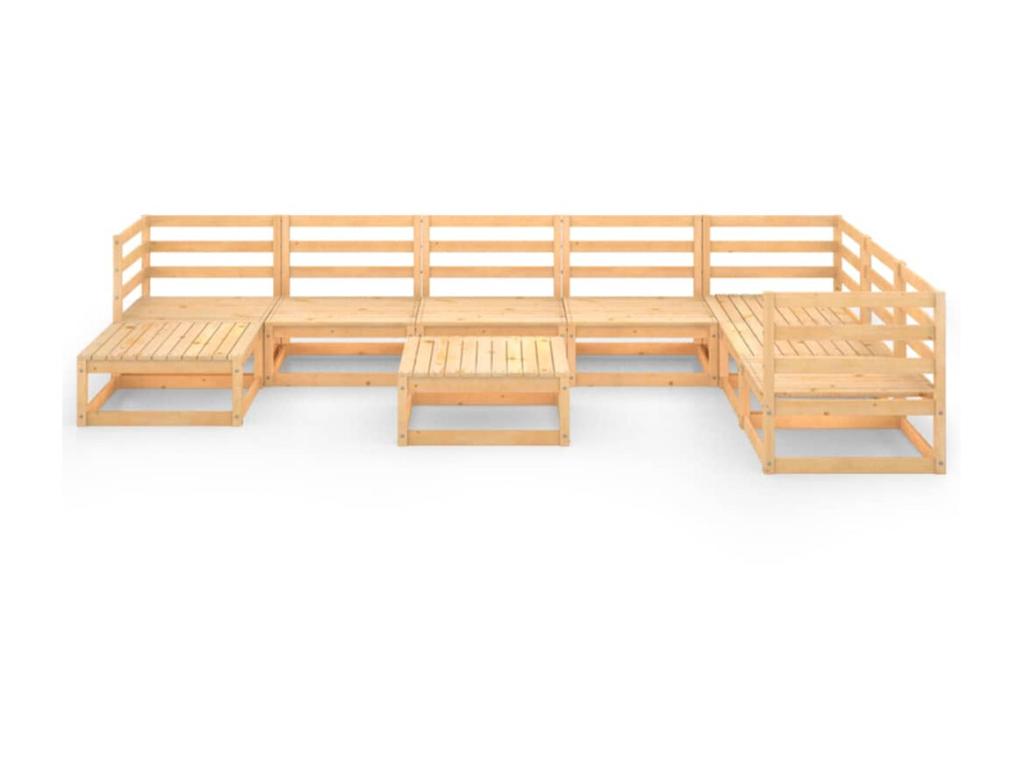 Salon de jardin 9 pcs Bois de pin massif 16 HQCJ59028