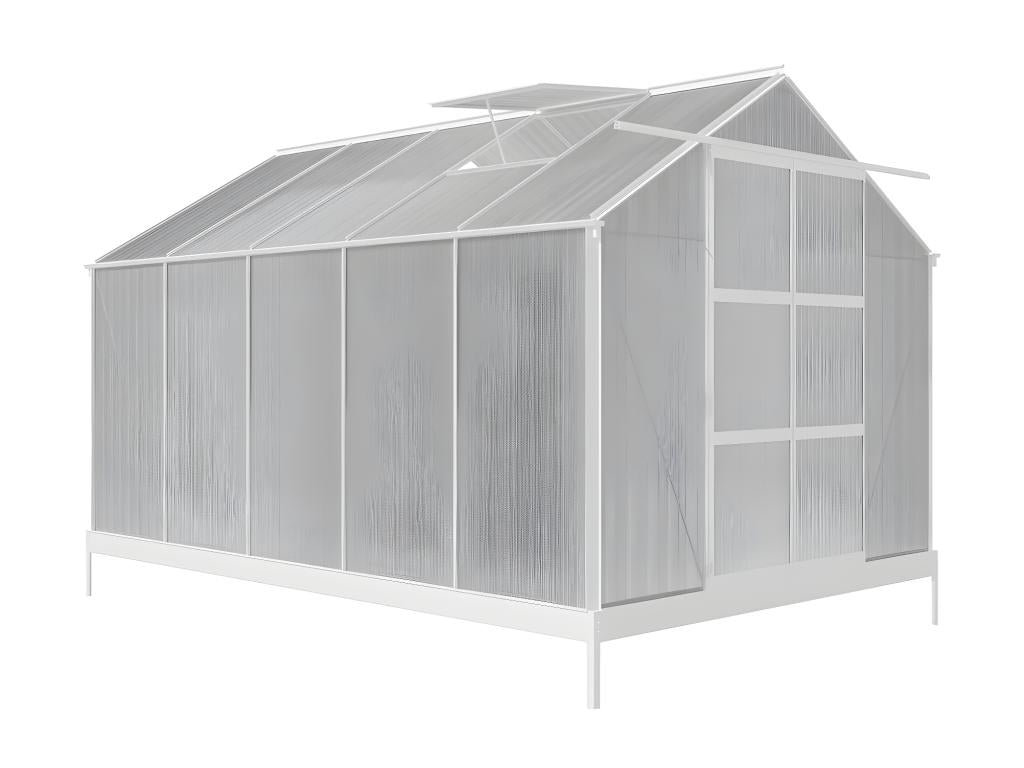 Serre de Jardin en polycarbonate de 9 m² avec embase - Gris métallique - Nobellea II USRP11200