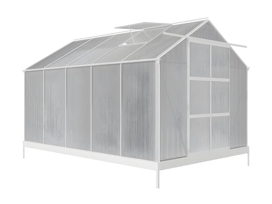 Serre de Jardin en polycarbonate de 9 m² avec embase - Gris métallique - Nobellea II USRP11200