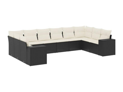 Salon de jardin 10 pièces avec coussins noir résine tressée GOXR95125