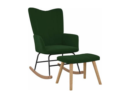 Chaise à bascule avec repose-pied Vert foncé Velours LVGK25111