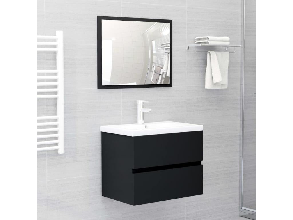 Ensemble de meubles de salle de bain 2 pcs Noir 4 RTQV41775