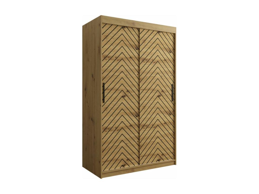 Armoire Nobellea 308 Chêne Nobellea - Noir 200x120x62cm Portes d'armoire Glissement XODW77543