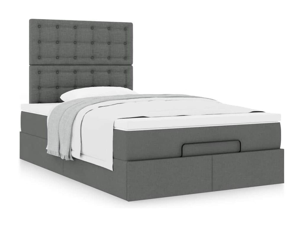 Cadre de lit Dekonao avec matelas gris foncé 120x190 cm tissu SMXS58733