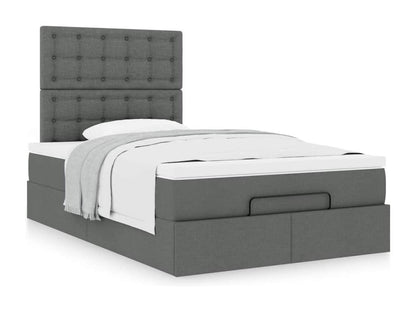 Cadre de lit Dekonao avec matelas gris foncé 120x190 cm tissu SMXS58733