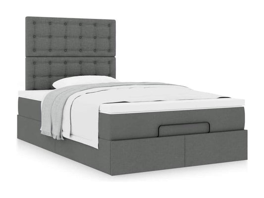 Cadre de lit Dekonao avec matelas gris foncé 120x190 cm tissu SMXS58733