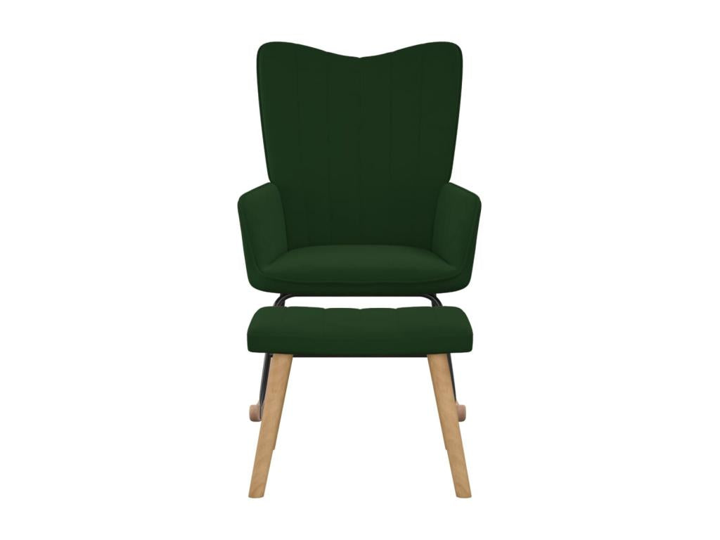 Chaise à bascule avec repose-pied Vert foncé Velours LVGK25111