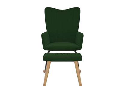 Chaise à bascule avec repose-pied Vert foncé Velours LVGK25111