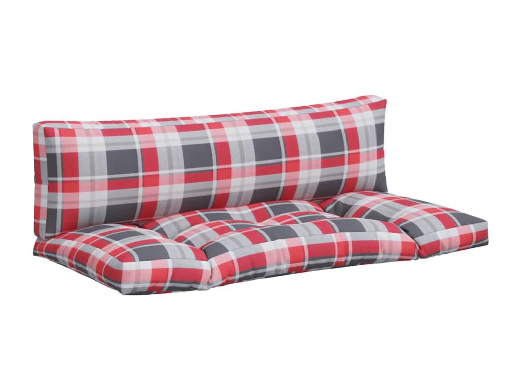 Coussins de palette 2 pièces carreaux rouges tissu TQAR39878