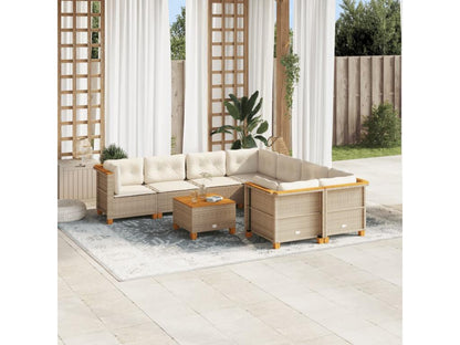 Salon de jardin avec coussins 9 pièces beige résine tressée JEKM85511