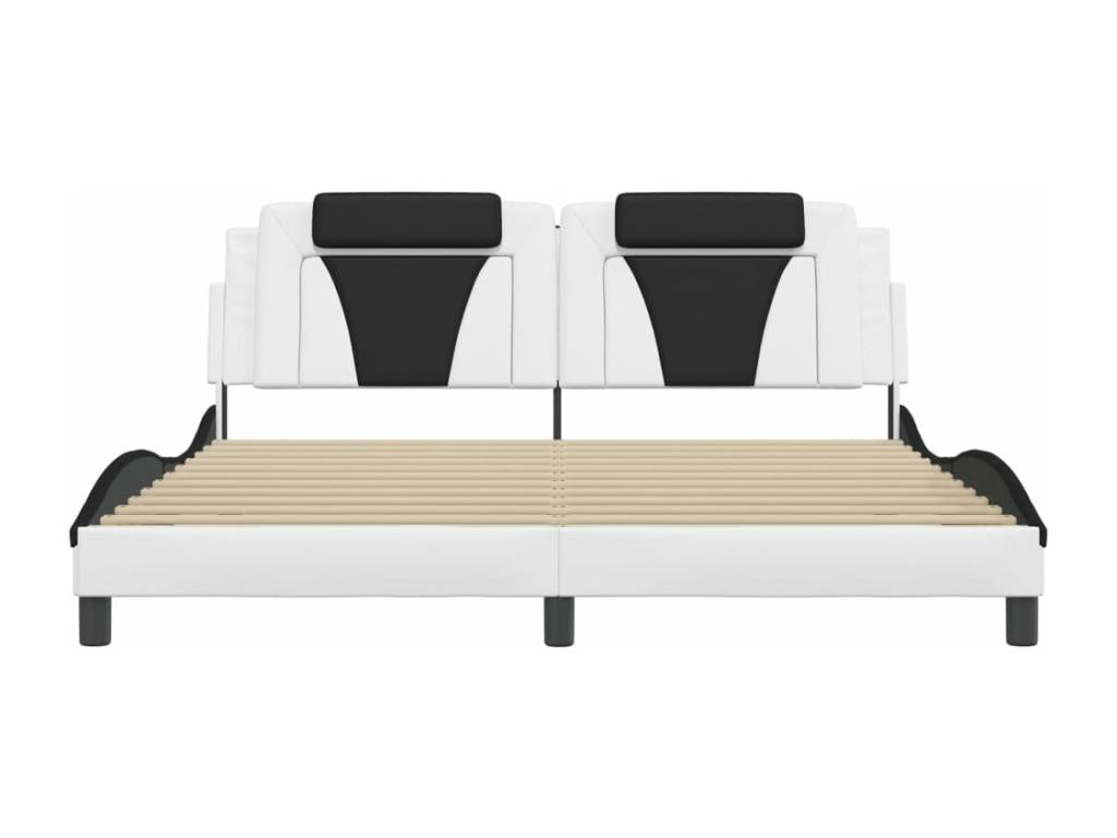 Cadre de lit avec Nobelleaères LED blanc noir 180x200 cm similicuir KSHW77116