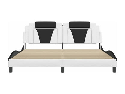 Cadre de lit avec Nobelleaères LED blanc noir 180x200 cm similicuir KSHW77116