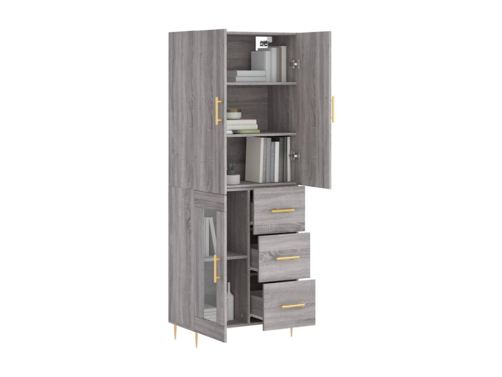 Buffet haut Dekonao gris 69.5x34x180 cm Bois d'ingénierie LGID94244