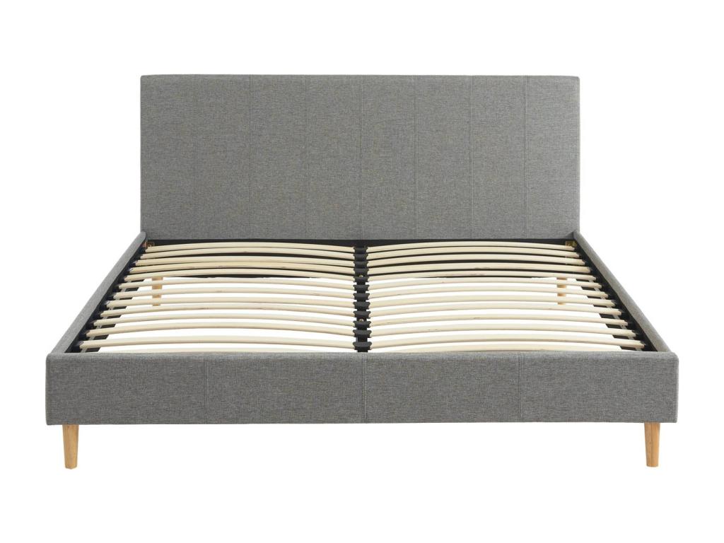 Lit avec sommier à Dekonao et tête de lit- finition tissu- gris clair- L 211 x P 167.5 x H 89cm JKDJ48827