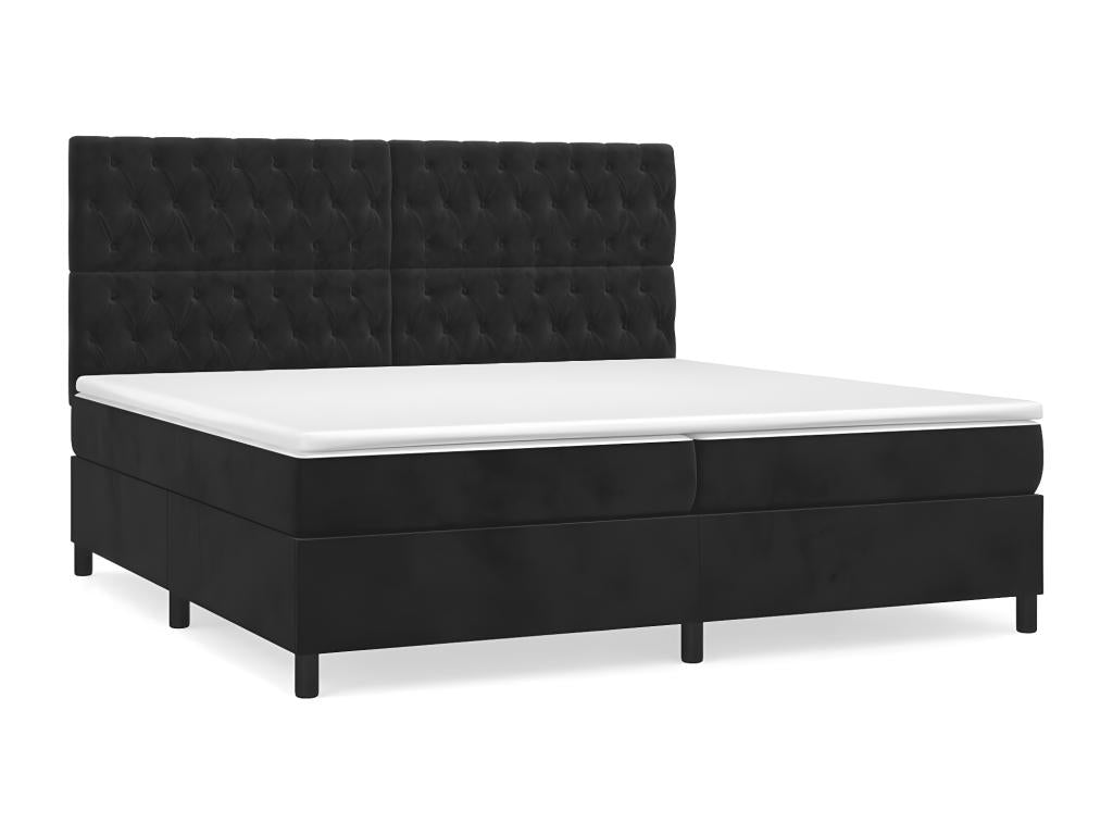 Lit à sommier tapissier et matelas Noir 200x200 Velours QEUF59223