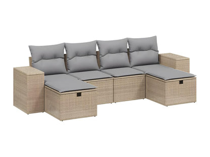 Salon de jardin avec coussins 6pcs méDekonao beige résine tressée BUGO85431