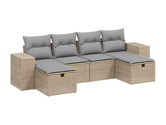Salon de jardin avec coussins 6pcs méDekonao beige résine tressée BUGO85431