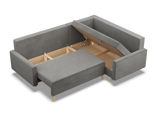 Droite Canapé d'angle avec fonction couchage Coussin réversible Gris clair VAJE51236