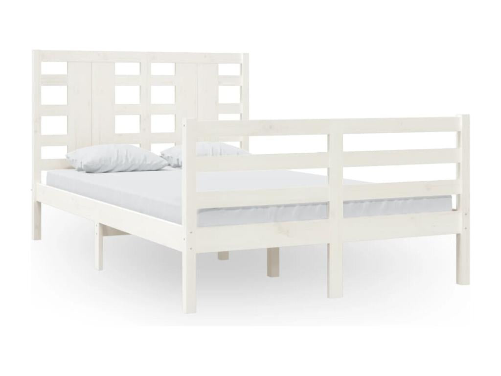 Cadre de lit sans matelas blanc 120x200 cm bois de pin massif SCVB00837