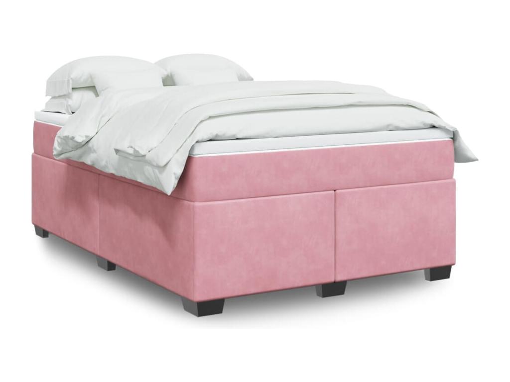 Sommier à Nobellea de lit avec matelas Rose 140x190 cm Velours ZFLS51384