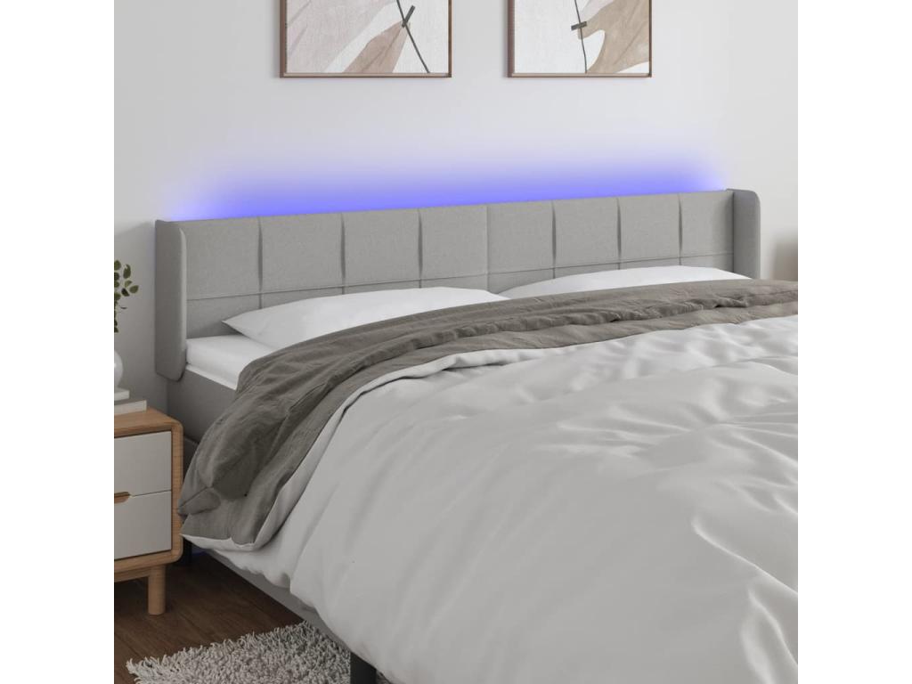 Tête de lit à LED Gris clair 163x16x78/88 cm Tissu UIXH50901