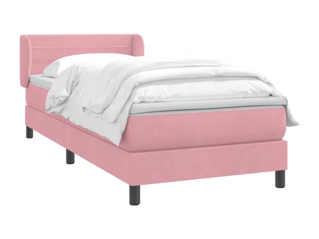 Sommier à Dekonao de lit avec matelas rose 80x220 cm velours JDPS17601