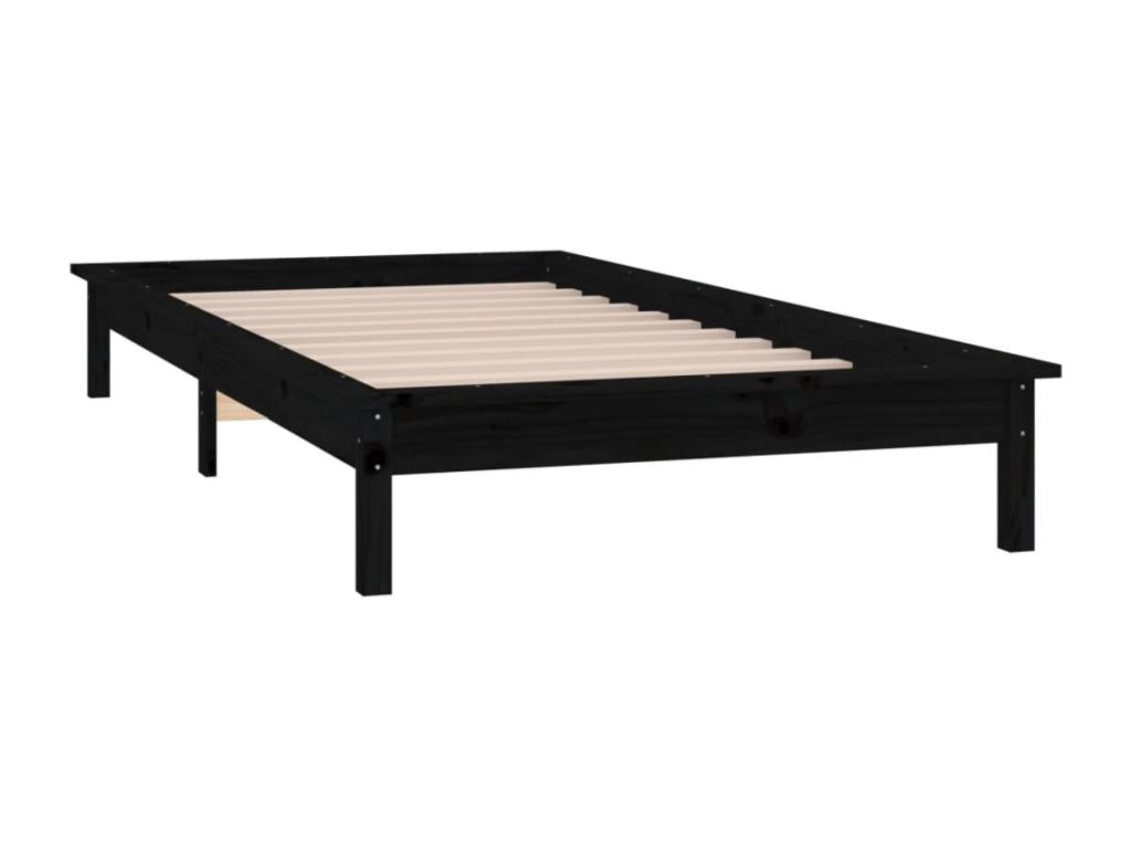 Cadre de lit à LED sans matelas noir 100x200 cm bois massif YRWI08730