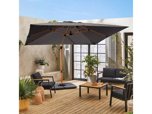 Parasol déporté carré 3x3m haut de gamme - Nobellea - Gris- Parasol excentré inclinable- rabattable et rotatif à 360 . CDMJ68119