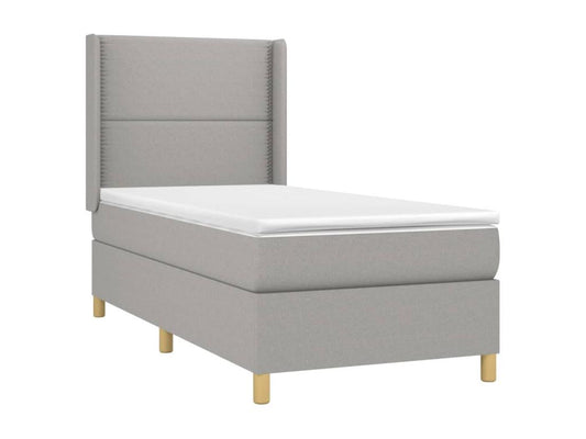 Sommier tapissier matelas et LED Gris clair 100x200 cm Tissu TKYP29165