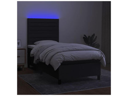 Sommier à Nobellea de lit avec matelas et LED Noir 90x200 Tissu MAFM15077