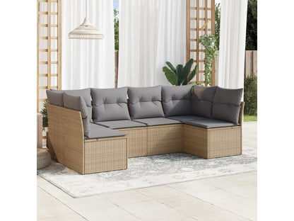 Salon de jardin avec coussins 6 pcs beige résine tressée DNPS21380