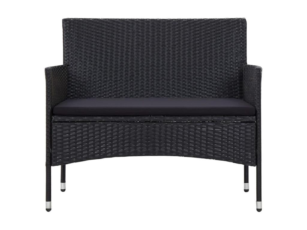 Salon de jardin 4 pièces avec coussins Résine tressée Noir UOQY96616