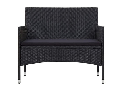 Salon de jardin 4 pièces avec coussins Résine tressée Noir UOQY96616