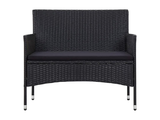 Salon de jardin 4 pièces avec coussins Résine tressée Noir UOQY96616