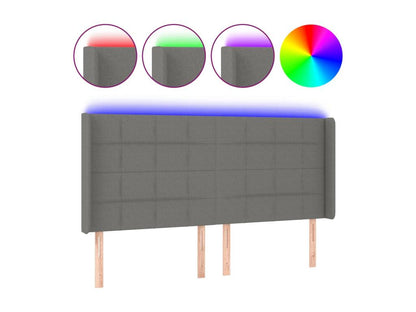 Tête de lit à LED Gris foncé 163x16x118/128 cm Tissu HWUK99871