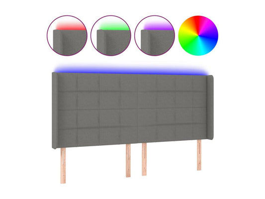 Tête de lit à LED Gris foncé 163x16x118/128 cm Tissu HWUK99871