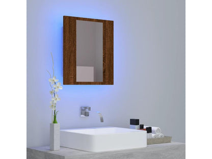 Armoire à miroir LED de salle de bain chêne marron 40x12x45 cm EWZC77359