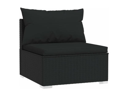 Salon de jardin 7 pcs avec coussins Résine tressée Noir ZHWG69513