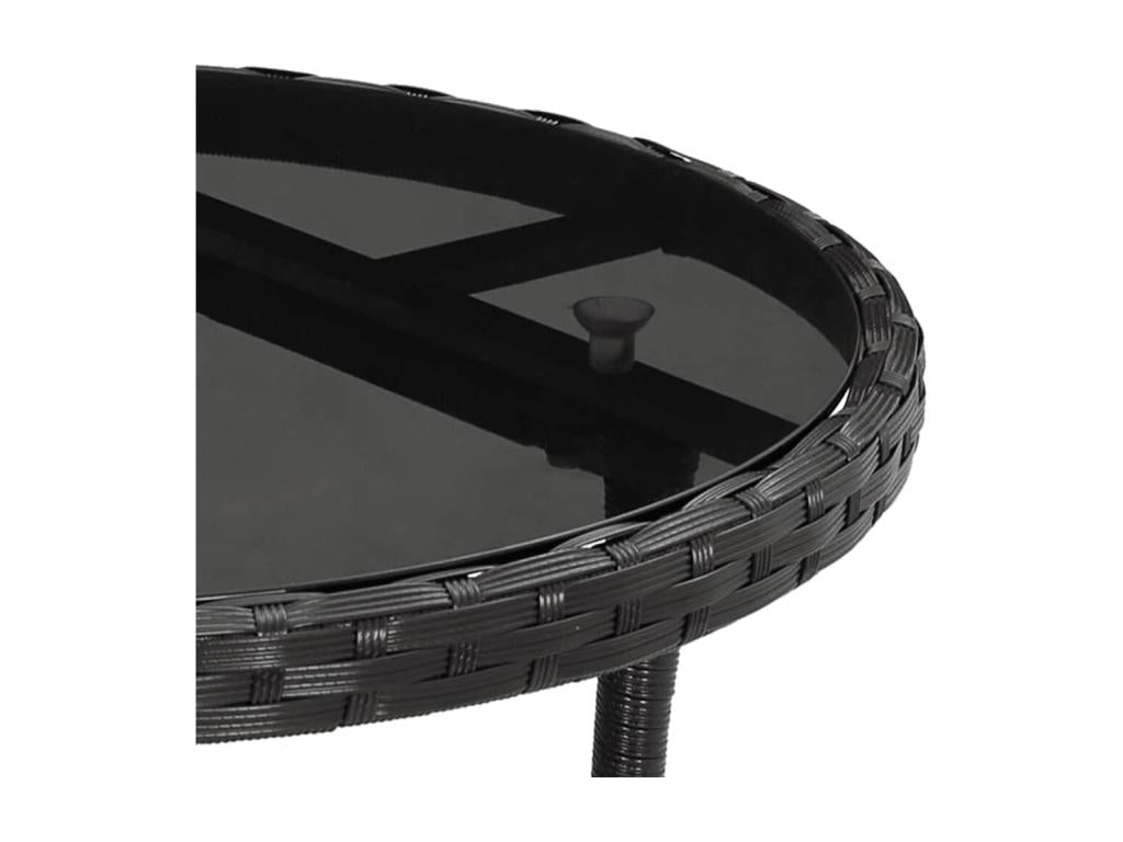 Table de jardin 60x75 cm Verre trempé/résine tressée Noir FZUR37662