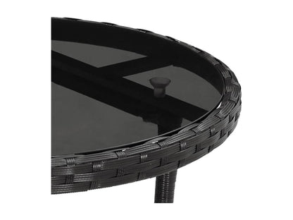 Table de jardin 60x75 cm Verre trempé/résine tressée Noir FZUR37662
