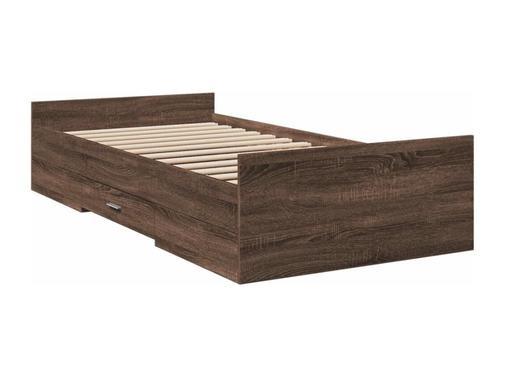 Cadre de lit avec tiroirs sans matelas chêne marron 100x200 cm GMOL38490